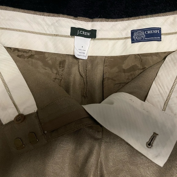 J. Crew Linen Shorts Tan Gold Metallic Size 4 - Picture 3 of 6